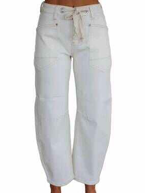 NEW RISEN high-rise barrel jeans in white